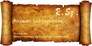 Rozman Szilveszter névjegykártya